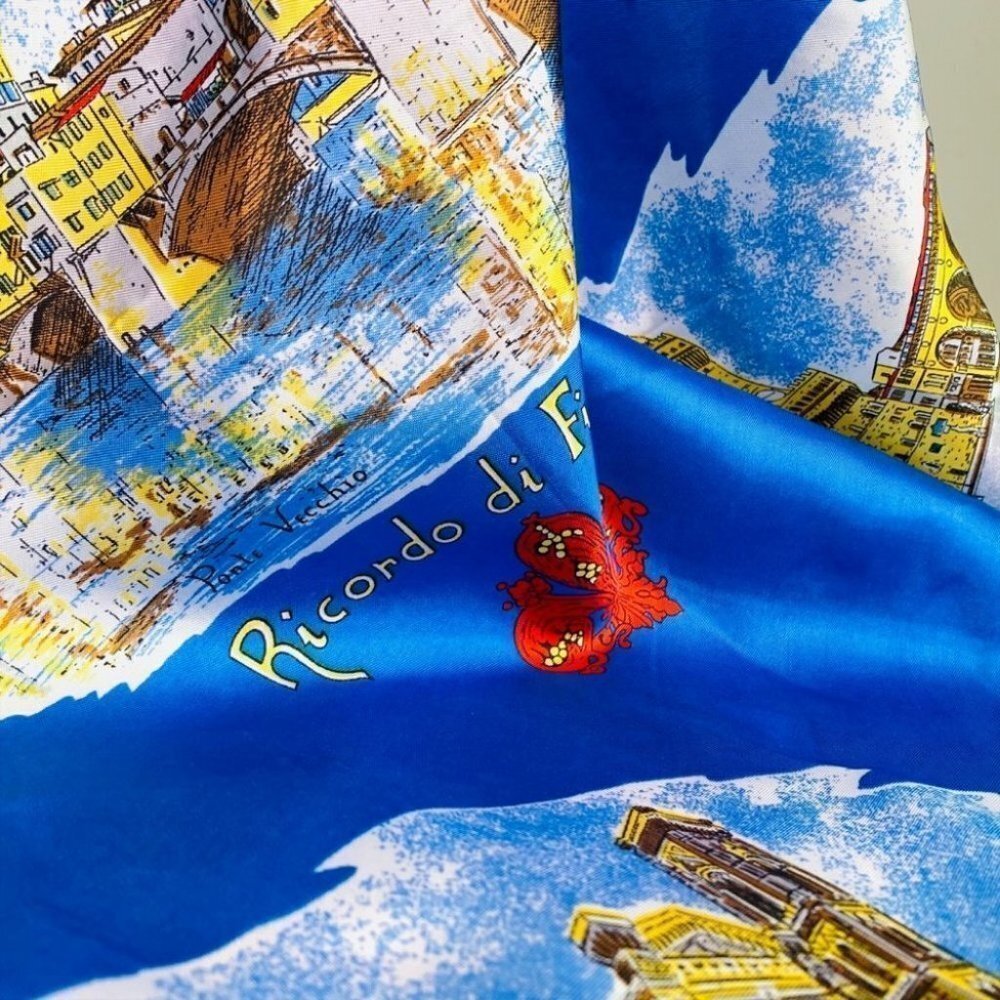Ricardo Di Firenze blue square women summer spring  scarf - Picture 10 of 16
